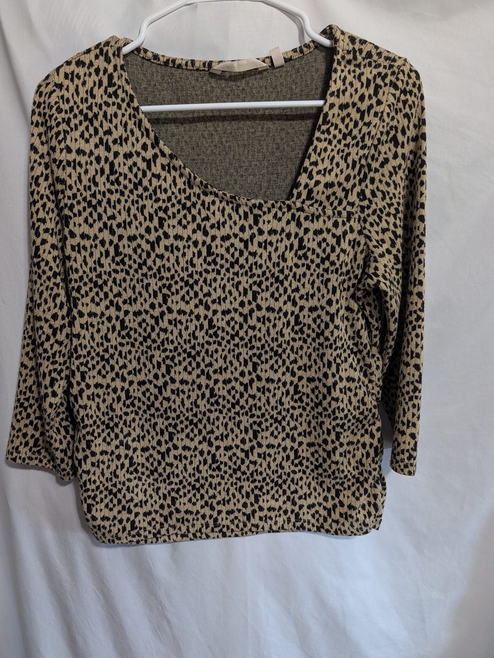 Soft Surroundings Beige and Black Animal Print Long Sleeve Top